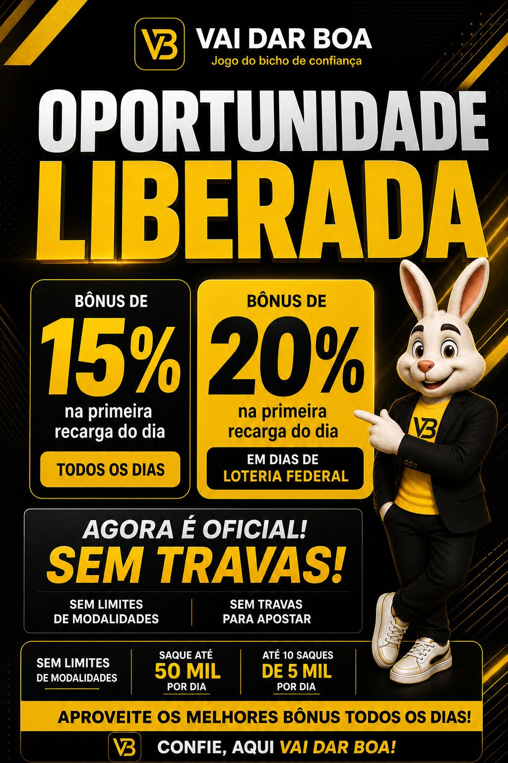 OPORTUNIDADE LIBERADA 15% E 20%